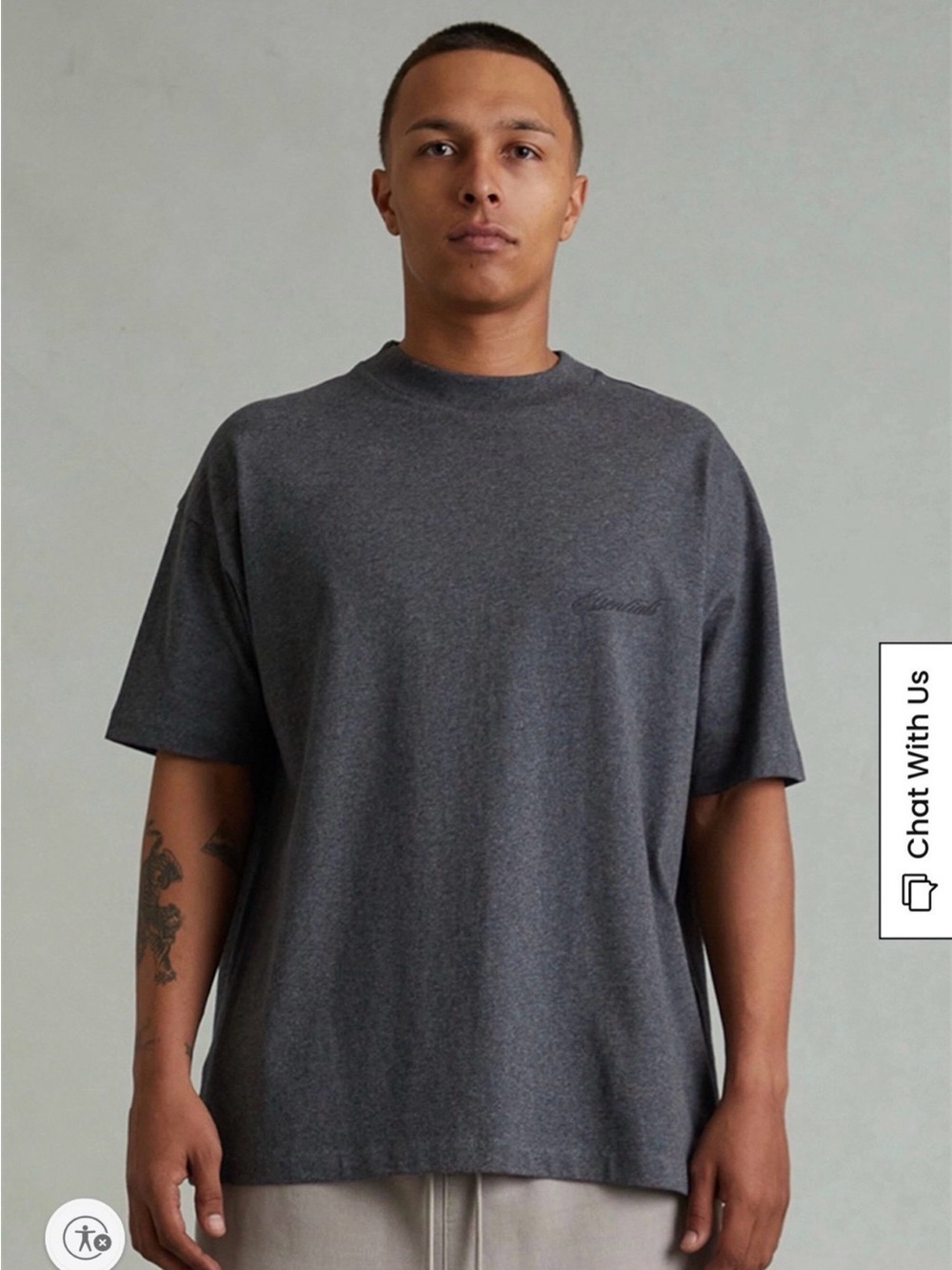 Fear of God Charcoal Crew Neck Short-Sleeve T-Shirt Dark Gray XS